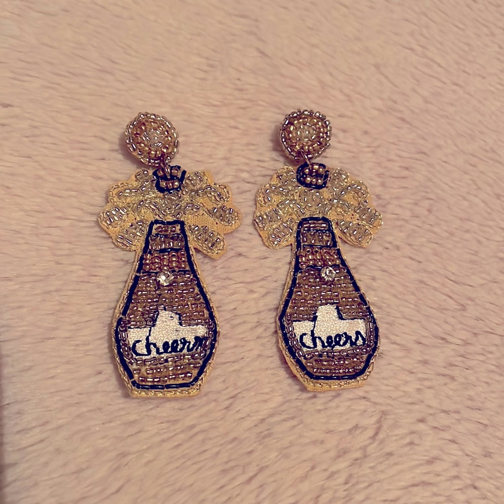 Beaded “cheers” earrings